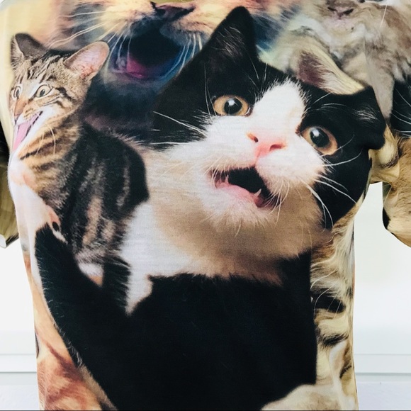 RAGE ON! Fun CAT Photo Print Top Size XS - Picture 10 of 11
